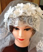 White, Oval, Lace Veil